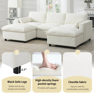 86.5'' U-Shaped Sofa with Storage Pockets Dweva