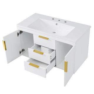 36'' Wall Mounted Bathroom Vanity, Floating Bathroom Storage Cabinet with 2 Drawers, Solid Wood Bathroom Cabinet (Same as N710S236003K) Dweva