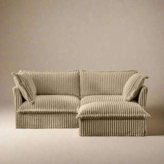 Slipcovered Fluffy Sofa - 2 Seat with Ottoman Dweva