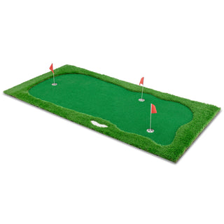 10x5 FT Golf Putting Green, Golf Training Mat with High-quality Turf, 3 Holes, 3 Flags and Cups for Indoor Outdoor Dweva