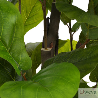 51" Artificial Fiddle Leaf Fig Tree with Black Plastic Pot Dweva