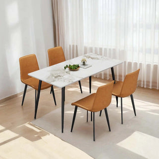 Dining Chairs 4PCS, Modern Kitchen & Dining Room Chairs, Upholstered Faux Leather Cushion Seat and Sturdy Metal Legs Dweva