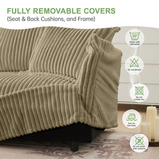 Slipcovered Fluffy Sofa - 3 Seat with 2 Ottoman Dweva