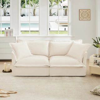 Slipcovered Fluffy Sofa - 2 Seat Dweva
