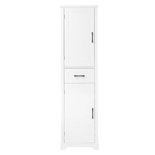 Tall Bathroom Storage Cabinet, Freestanding Storage Cabinet with Two Doors and Adjustable Shelves, Door Shelve Design, MDF Board with Painted Finish, White Dweva