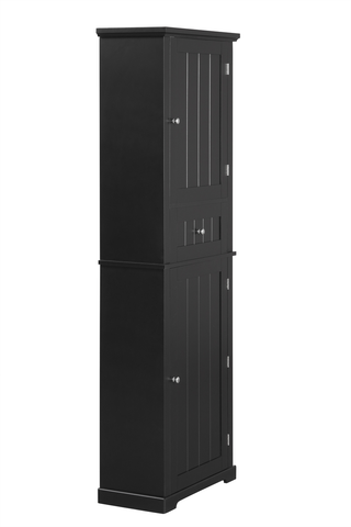 Tall Bathroom Storage Cabinet, Freestanding Storage Cabinet with Drawer and Adjustable Shelf, MDF Board with Painted Finish, Black (Old Sku:WF312727AAB)