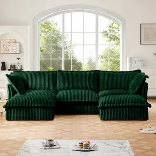 Slipcovered Fluffy Sofa - 3 Seat with 2 Ottoman Dweva
