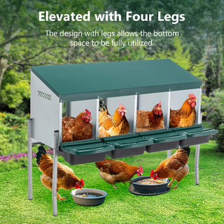 4-Hole Chicken Nest, With Legs And Cover to Protect Eggs,Green Dweva