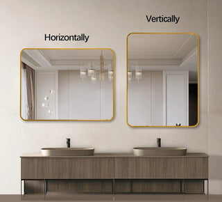 22x30 Inch Gold Metal Framed Rectangular Bathrrom Mirror for Wall.(W2203P183122) Dweva