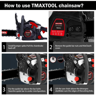 TMAXTOOL 62cc Powerful 20 inch Gas Chainsaw with 2 Stroke - Perfect for Pruning, Limbing, and Sawmill Operations-black Dweva