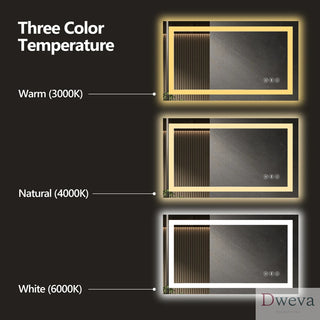 72x36 Inch Frameless LED Bathroom Mirror,Smart Mirror Dweva