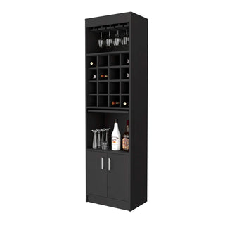 Myers Bar Cabinet, Two Shelves, Double Door Cabinet, Six Built-in Wine Rack Dweva