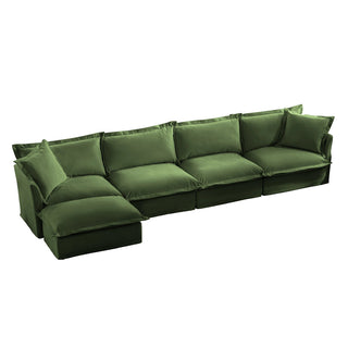Slipcovered Fluffy Sofa - 4 Seat with Ottoman Dweva