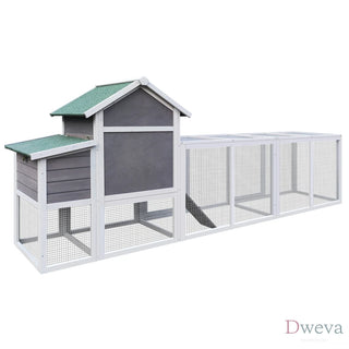 122" Large Gray Wood Chicken Coop Hen House Pet Rabbit Hutch Wooden Pet Cage Backyard with Nesting Box Dweva