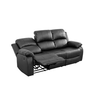 Black Semi PU And PVC 3 Seat Sofa Living Room Sofa