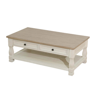 Light Brown MDF Top and White Oak Drawer Living Room Coffee Table Karo Home