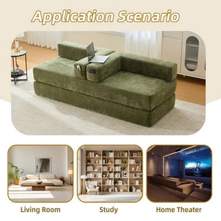 UNITED WE WIN Folding Sofa Bed with Pillows - Convertible Chair Floor Couch & Sleeping Mattress - Foldable Memory Foam Sleeper for Living Room/Dorm/Guest Room/Home Office/Apartment/Upstairs Loft Dweva