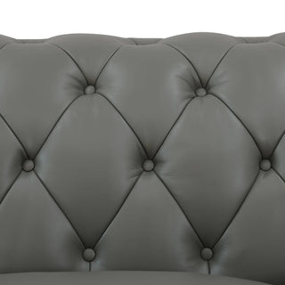 89" Dark Grey Cow Top Leather 2-Piece Living Room Sofa Set