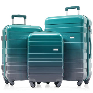 Luggage Sets New Model ABS Hardshell 3pcs Clearance Luggage Hardside Lightweight Durable Suitcase sets Spinner Wheels Suitcase with TSA Lock 20''24''28''( dark green) Dweva