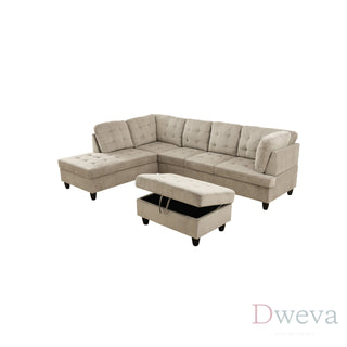 Vetra 3-Piece Pineapple Fabric Sectional Sofa Set Dweva