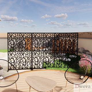 Metal Privacy Screens W3.8Ft X H6Ft Outdoor and Indoor Divider with Free Standing Decorative Privacy Screen for Balcony Patio Garden Room Divider, Black Bird Shape Dweva