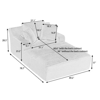 Oversized Chaise Lounge Chair Indoor, Corduroy Upholstered Modern Sofa Couch,No Assembly Required,Comfy Sleeper Sofa for Living Room,Office Dweva