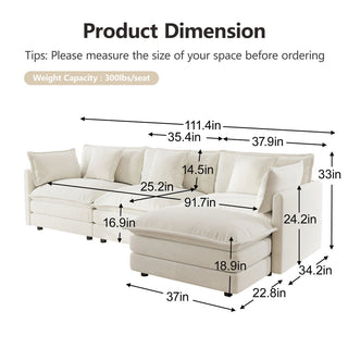 Harmony Luxury Deep-Seat Cloud Couch Dweva