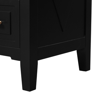30'' Bathroom Vanity with Ceramic Sink Combo, Free Standing Single Vanity Set with 3 Drawers, Solid Wood Frame Bathroom Storage Cabinet, Black Dweva
