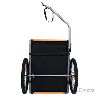 Large Folding Bike Trailer for Dogs – 66LB Capacity All-Terrain Pet Carrier, Durable Steel Frame for Cycling, Jogging, Camping & Outdoor Adventures, Black-Orange Dweva