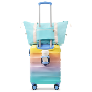 20" Carry-on Luggage with Cup Holder – Lightweight Glossy Hardshell Suitcases with Spinner Wheels, TSA Lock, Airline Approved, 2 Piece Set Dweva