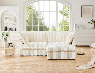 Slipcovered Fluffy Sofa - 2 Seat with Ottoman Dweva