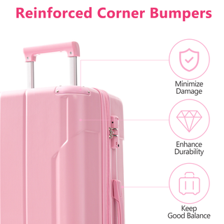 Hardshell Luggage, Lightweight Durable ABS Suitcases with Double Wheels, Expandable 28-inch Checked Luggage 28" (Pink) Dweva