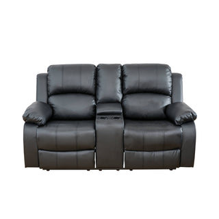 Black Semi PU And PVC Loveseat Living Room Sofa