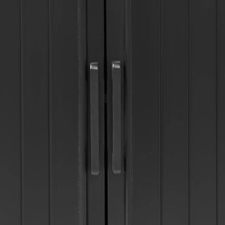 K&K 56.5'' Kitchen Island with Drop Leaf, Power Outlet, Embossed Vertical Stripe Rolling Kitchen Cart on Wheels with 4 Doors , 5 Deep Drawers and Adjustable Shelves, for Kitchen, Dining Room, Black Dweva