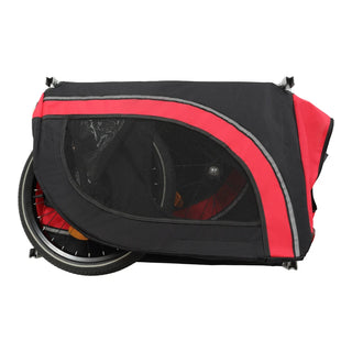 Large Folding Bike Trailer for Dogs – 66LB Capacity All-Terrain Pet Carrier, Durable Steel Frame for Cycling, Jogging, Camping & Outdoor Adventures, Black- Red Dweva