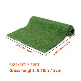 3FT *32FT Artificial turf, professional dog mat large turf outdoor carpet terrace pet lawn, artificial carpet with drainage holes(Grass height 0.78 inches/2cm) Dweva