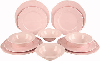 Fulya 12 Pieces Dinnerware Set Light Pink Dweva