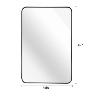 24x36 Inch Black Metal Framed Rectangular Bathrrom Mirror for Wall.(W2203135010) Dweva