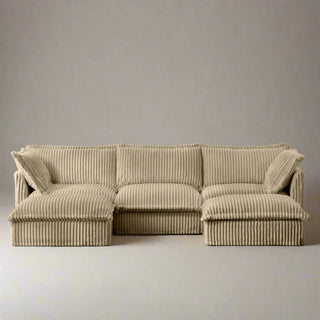 Slipcovered Fluffy Sofa - 3 Seat with 2 Ottoman Dweva