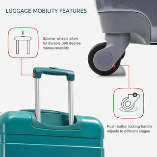 Luggage Sets New Model ABS Hardshell 3pcs Clearance Luggage Hardside Lightweight Durable Suitcase sets Spinner Wheels Suitcase with TSA Lock 20''24''28''( dark green) Dweva