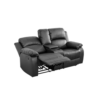 Black Semi PU And PVC Loveseat Living Room Sofa