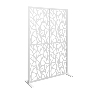 Metal Privacy Screens W3.8Ft X H6Ft Outdoor and Indoor Divider with Free Standing Decorative Privacy Screen for Balcony Patio Garden Room Divider, White Bird Shape Dweva