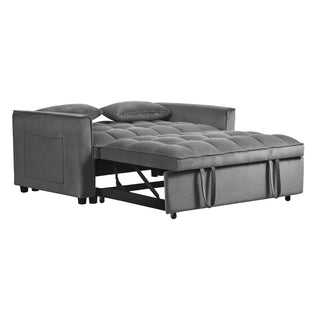 Modern Velvet Loveseat Futon Sofa Couch Pullout Bed, Small Love Seat Lounge Sofa w/Reclining Backrest, Toss Pillows, Pockets, Furniture for Living Room,3 in 1 Convertible Sleeper Sofa Bed Dweva