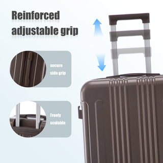 20"/24"/28" 3 pcs/set in ABS Spinner Wheel Luggage, Carry on Suitcase, Matching Color, TSA Combination Lock (Brown) Dweva