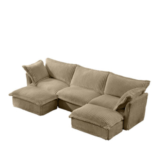 Slipcovered Fluffy Sofa - 3 Seat with 2 Ottoman Dweva