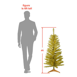 4FT Gold Christmas Tree with 50 UL Lights, 122 PVC Tips – Prelit Artificial Holiday Tree for Indoor Decoration, Small Space, Tabletop, Apartment, or Office Dweva