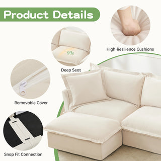Slipcovered Fluffy Sofa - 2 Seat Dweva