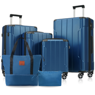 Hardshell Luggage Sets 6 Piece Suitcase Set, Expandable Lightweight Suitcases with Dual Wheels, TSA Lock for Men Women, Blue Dweva