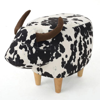 Animal Ottoman/Footstool, Black and White Cow-Shaped Ottoman, Modern Ottoman, Modern Accent Stool Home Decor, Suitable for Living Room, Bedroom, Porch, Garden, Backyard, Balcony Dweva