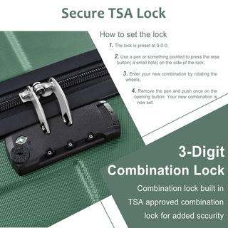 Hardshell Luggage, Lightweight Durable ABS Suitcase with Double Spinner Wheels, TSA Lock, 20-Inch Travel Carry-On Luggage (Green) Dweva